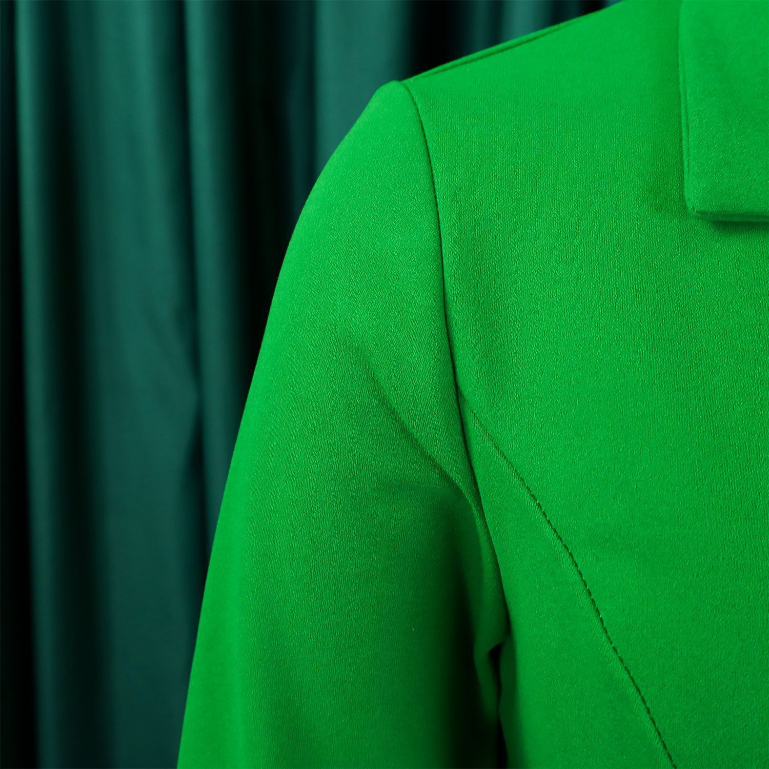 New style export high-waisted fashionable cinched waist pleated patchwork mid-length suit dress