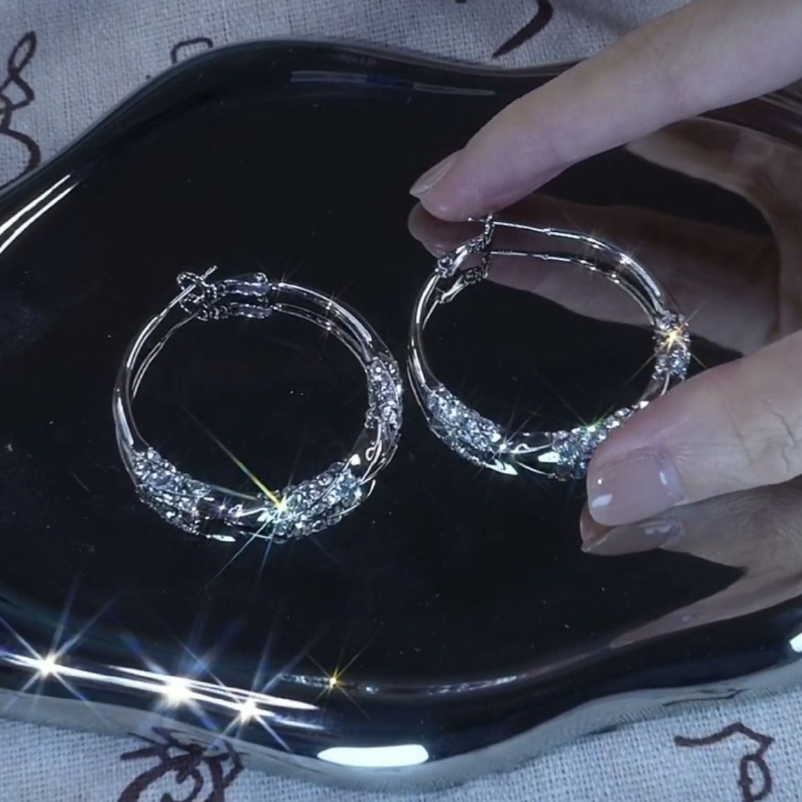 Fashionable, versatile, high-end, premium large hoop earrings. 2026 new model best-selling, exaggerated and unique ear ring, silver needle style accessory