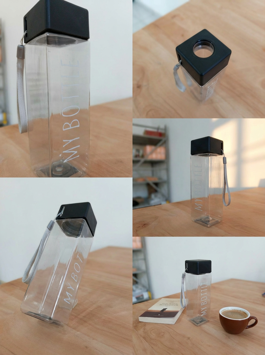 500ml Creative Square Travel Water Bottles – Fresh Macaron Color Palette,  Portable Leak-proof Hydration Essential