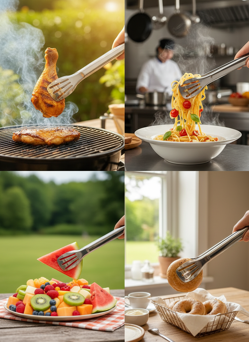 11 inch Cooking Tongs Stainless Steel Food Tong（T018）,for Catering Salad Grill Buffet