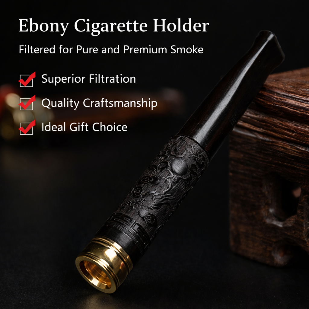 Wooden Smoking Pipe Filter – Carved Ebony Wood Reusable Filter Tip Accessory
