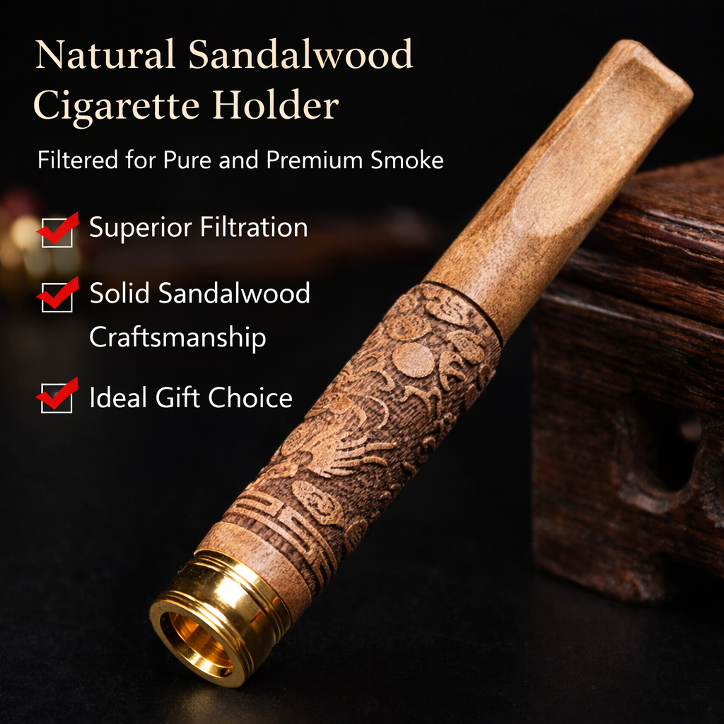 Wooden Smoking Pipe Filter – Carved Ebony Wood Reusable Filter Tip Accessory