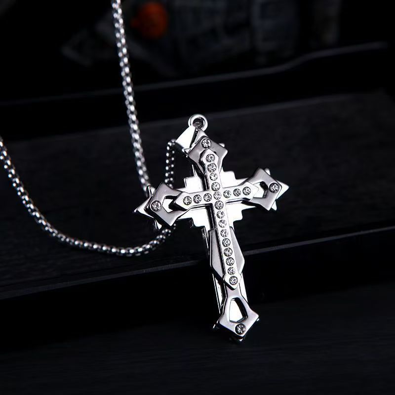 Minimalist Stainless Steel Cross Necklace for Men Women Fashion Pendant Chain Necklace Unisex Jewelry Gift