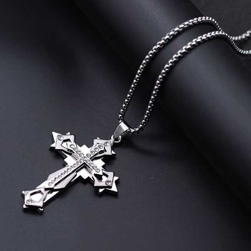 Minimalist Stainless Steel Cross Necklace for Men Women Fashion Pendant Chain Necklace Unisex Jewelry Gift