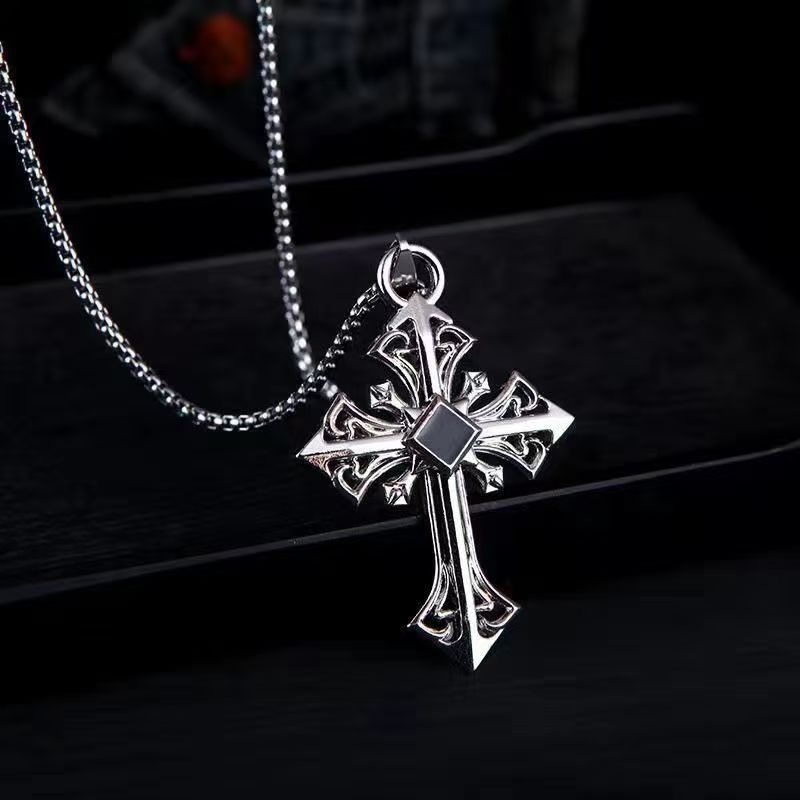 Minimalist Stainless Steel Cross Necklace for Men Women Fashion Pendant Chain Necklace Unisex Jewelry Gift