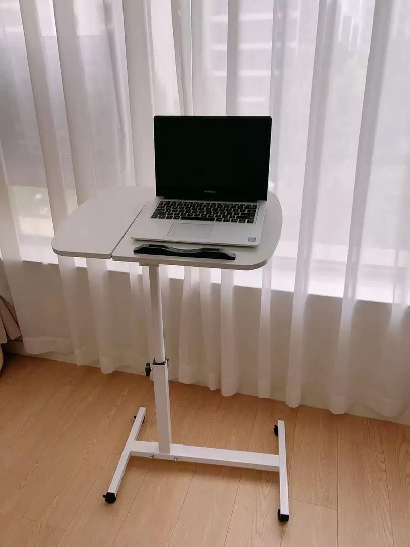 Adjustable Over bed Laptop Table with Wheels Multi-Purpose Rolling Bedside Table