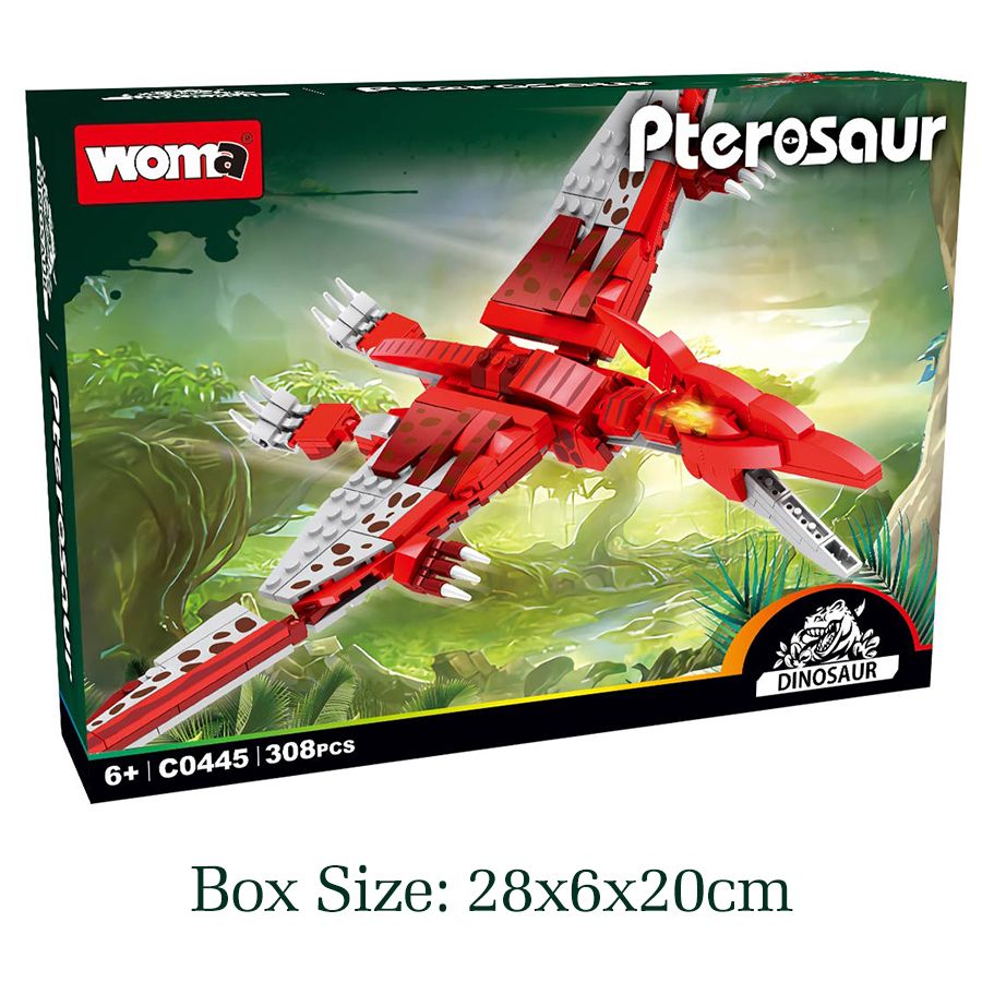 Red Mechanical Pterosaur Building Toy • Dinosaur Construction Blocks • Moveable Wings • Creative STEM Assembly Set for Kids