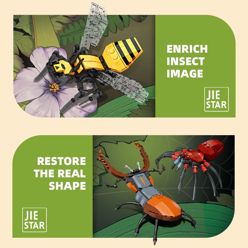 8-in-1 Insect Building Blocks Set for Kids, STEM Educational Construction Toys with 8 Bug Models, Creative Bricks Kit for Boys & Girls, Gift for Ages 6+, Compatible with Major Brands