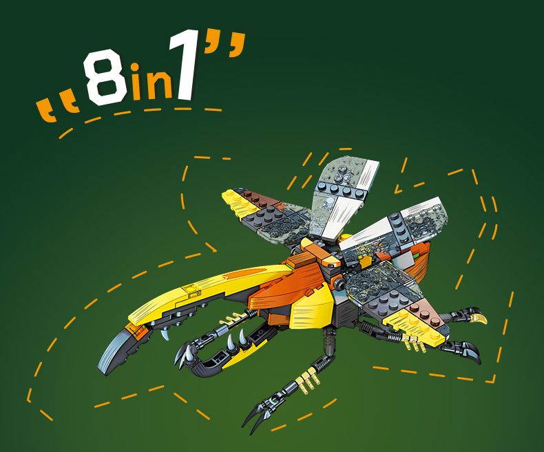 8-in-1 Insect Building Blocks Set for Kids, STEM Educational Construction Toys with 8 Bug Models, Creative Bricks Kit for Boys & Girls, Gift for Ages 6+, Compatible with Major Brands