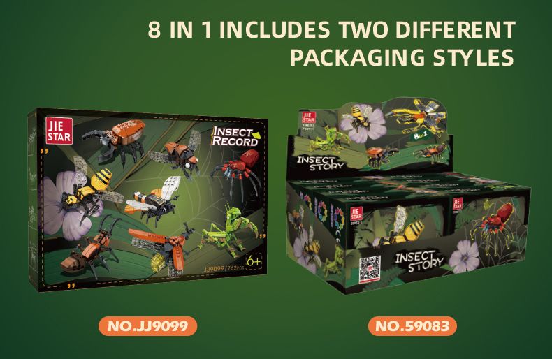 8-in-1 Insect Building Blocks Set for Kids, STEM Educational Construction Toys with 8 Bug Models, Creative Bricks Kit for Boys & Girls, Gift for Ages 6+, Compatible with Major Brands