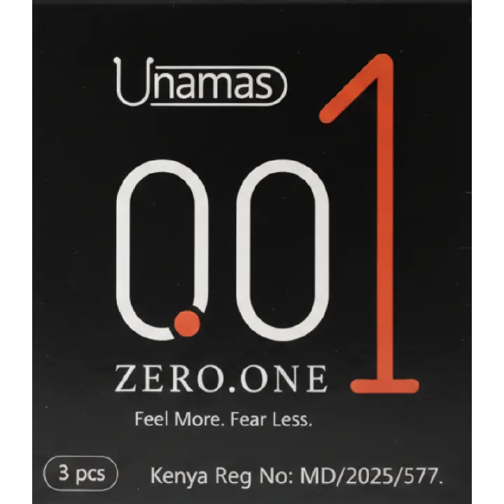 Unamas Zero One Condoms 3 Counts Pack  Premium Thin Condoms Natural Latex Rubber Water-based Lubricant Condom
