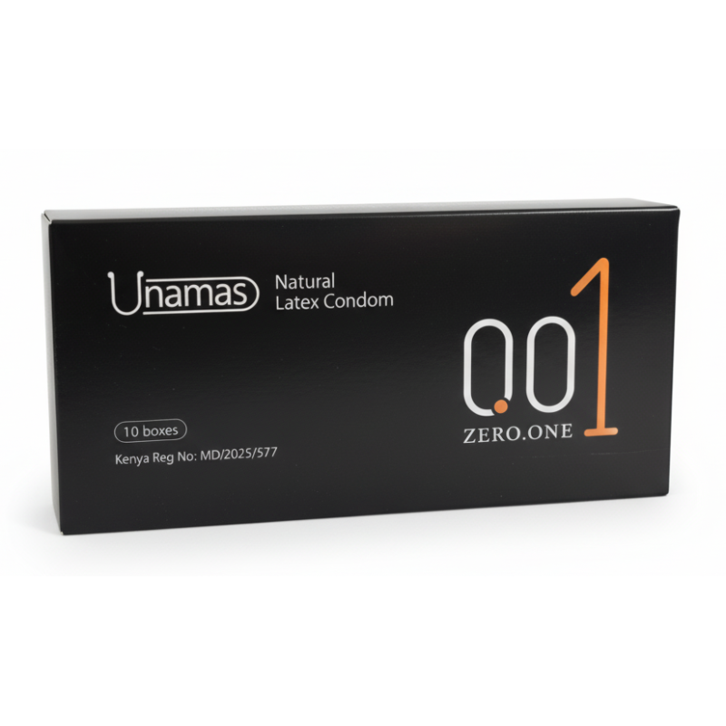 Unamas Zero One Condoms 10pack Box (10packs × 3pcs in each pack) Premium Thin Condoms Natural Latex Rubber Water-based Lubricant Condom
