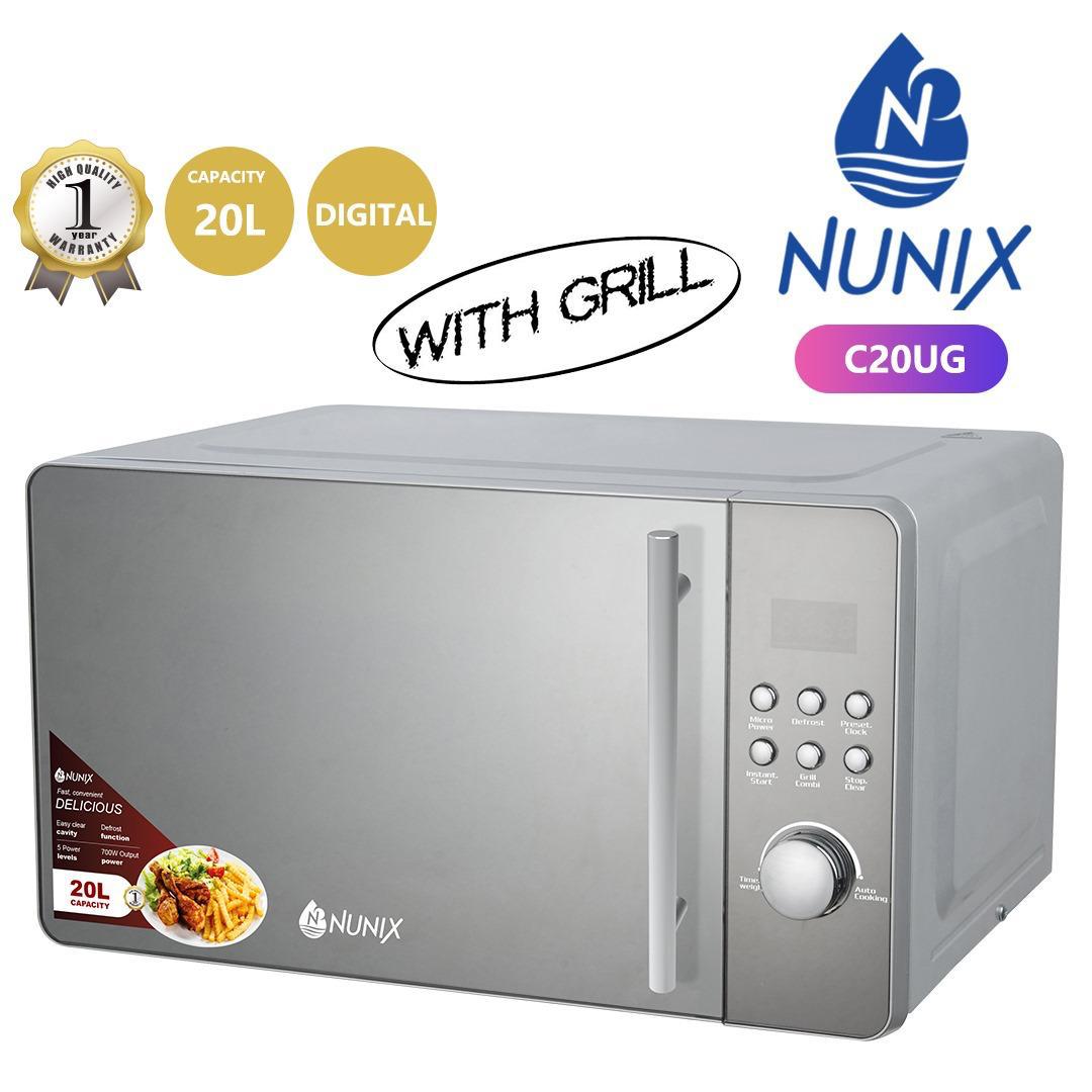 Nunix C20UG Digital Microwave Oven with Grill. 
It has a 20-litre capacity, making it suitable for small to medium households. 
The appliance features both microwave heating and a grill function for v