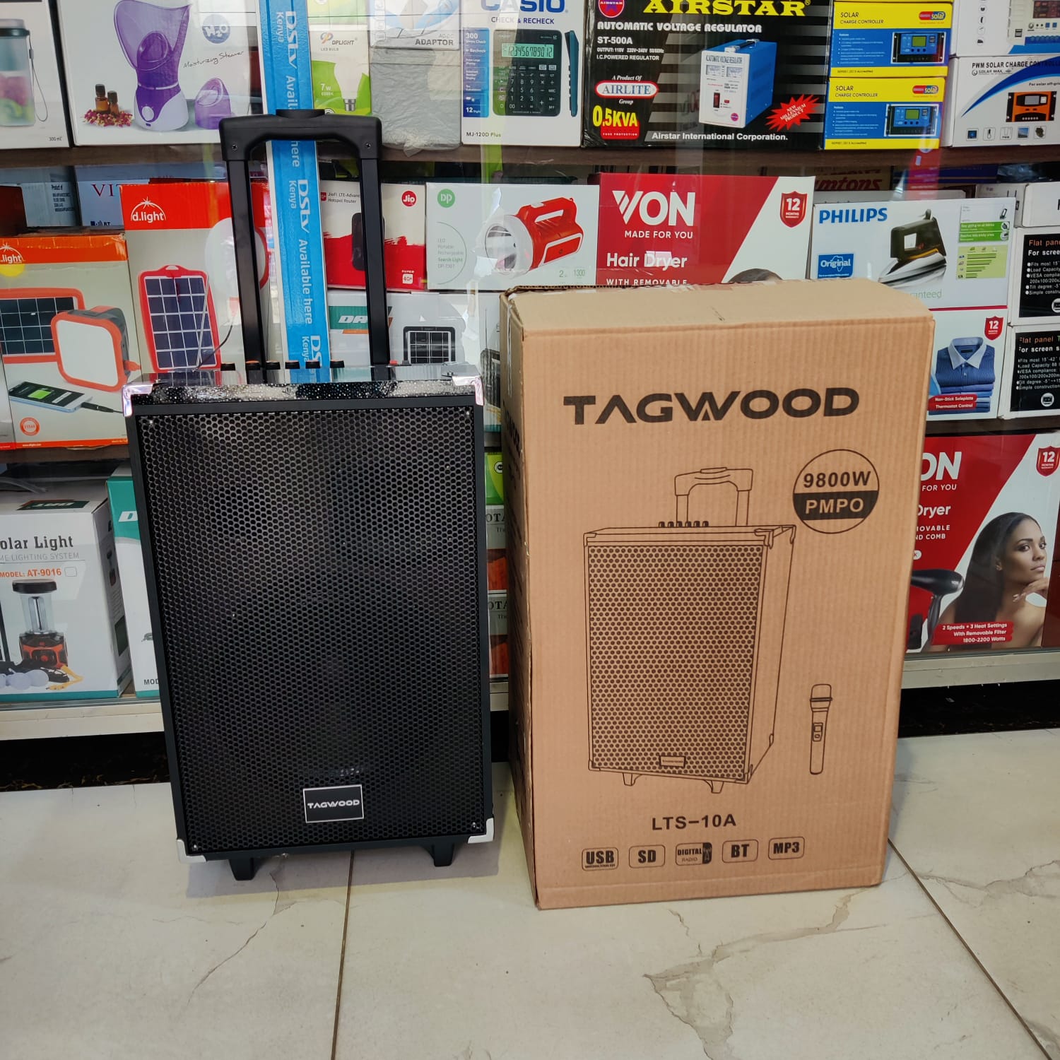 Tagwood LTS-10A portable rechargeable speaker. 
This is an outdoor, multi-purpose speaker system designed for powerful sound and versatility. 
Key features include Bluetooth connectivity, USB and SD c