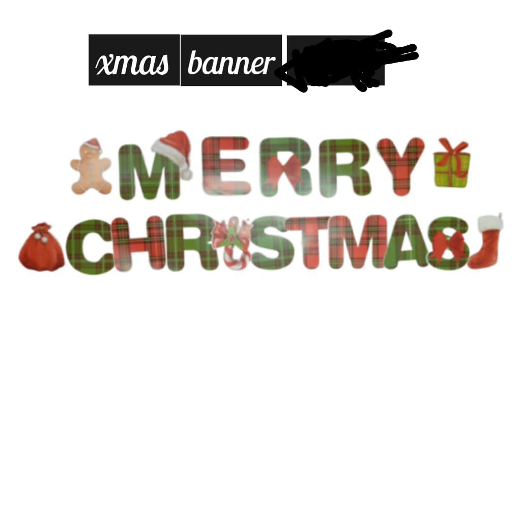Merry Christmas" banner, a common decoration for the holiday season. 
This product is a pre-strung banner designed for easy setup and reuse in future years. 
It features large, glittery red and green