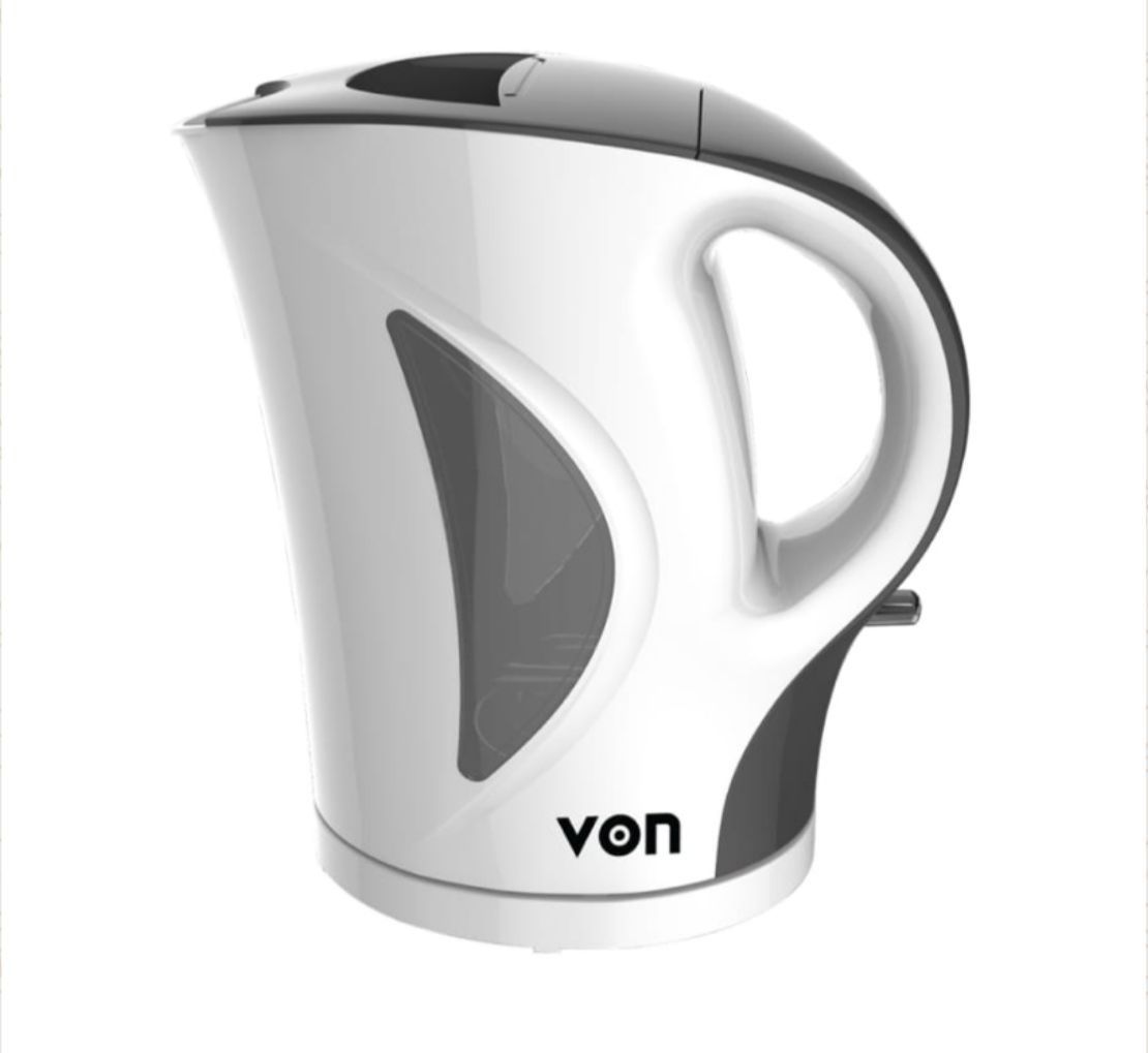 Von VSKL17BNK 1.7L Upright Cordless Electric Kettle. 
It has a 1.7-liter capacity and a powerful 2200W heating element for fast boiling. 
Key safety features include boil-dry protection and an auto sh