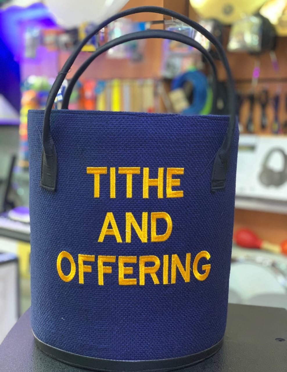 High-End Cotton Make Plaid Offering Basket – Tithe and Offering Collection Bag