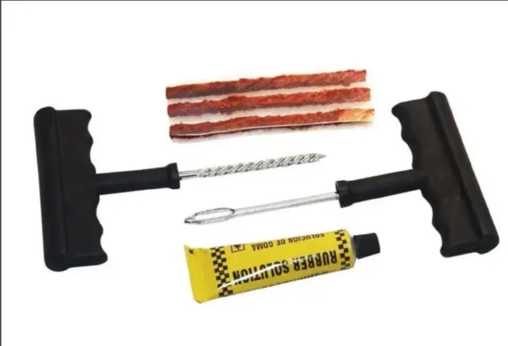 11pcs Tubeless Tyre Tire Emergency Puncture Repair Kit Patch Car, Motorcycle, and Electric Scooter Tire Patch Exterior Puncture Tool with Rubber Solution Glue