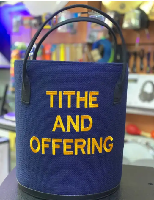 High-End Cotton Make Plaid Offering Basket – Tithe and Offering Collection Bag