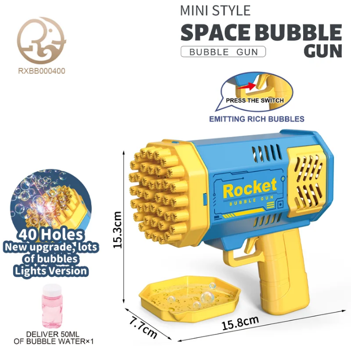 Summer Toys Bubble Gun Blaster Maker for kids Automatic 40 Hole Bubble Machine for Toddlers party gifts Easy to use Bubble Blower toy in Blue and pink