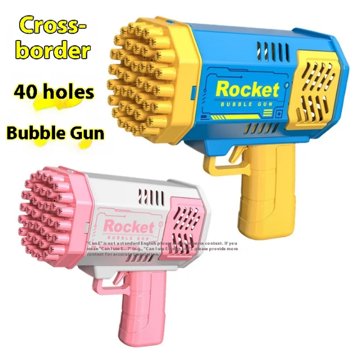 40 Holes Electric Bubble Maker Gun Automatic space for Kids wedding party Outdoor Plastic Bubble Toy for toddler party gifts