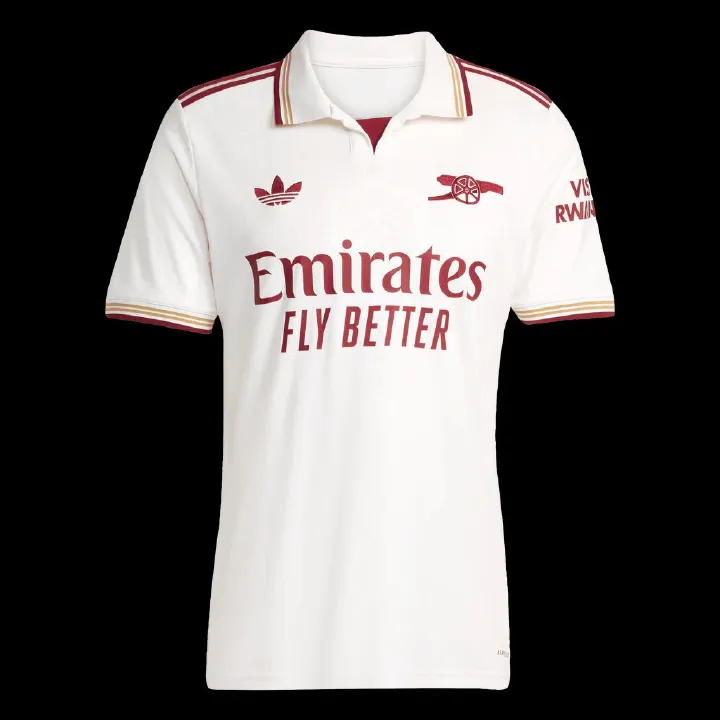 Arsenal 25/26 away white jersey. Lightweight, breathable, and sweat-wicking. Perfect for football, gym, training, and casual wear. Premium quality & comfort.
