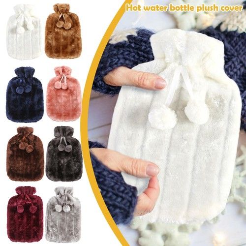 2L hot water bottle with soft fluffy cover. Provides long-lasting warmth & pain relief for back, cramps, cold nights, and relaxation.