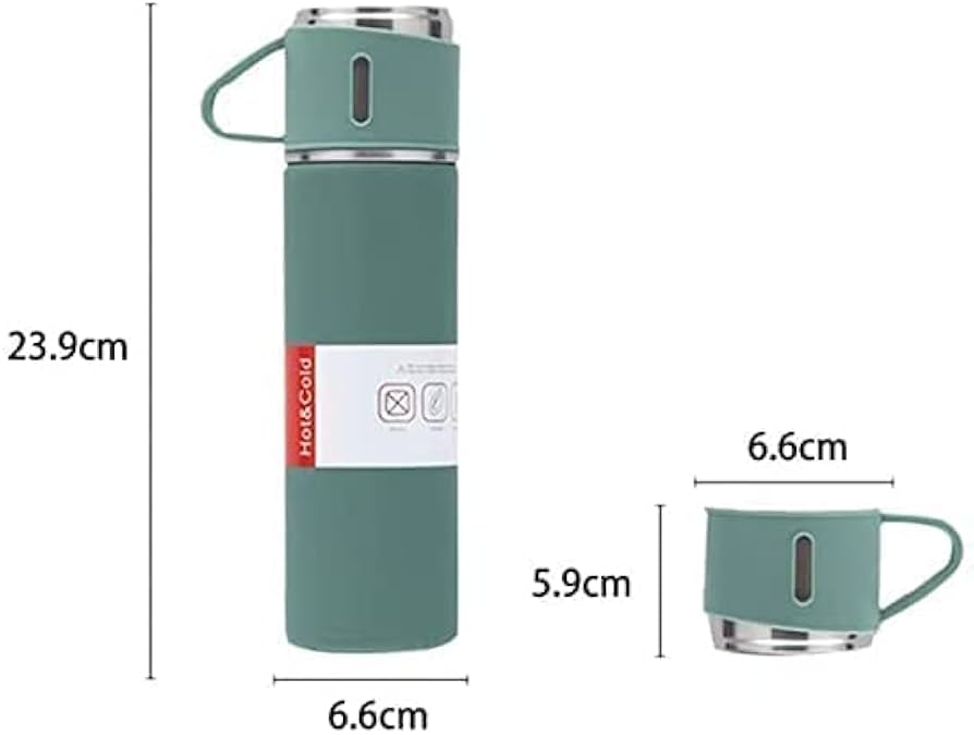 Unbreakable Stainless Steel Gift Pack Thermocup Set – 500ml Thermos Flask + 130ml Cups with Gift Bag (6 Colors Available)