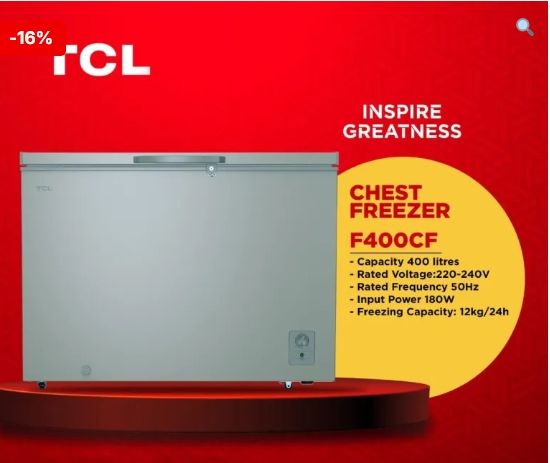 TCL 400L Chest Freezer | F400CF Energy saving, deep Freezer, efficient. adjustable shelves with lockable Lid