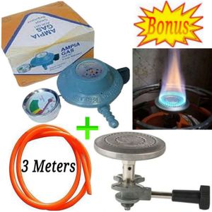 Ampia Gas Regulator With Gauge For 13KG Gas + Gas Burner, Gas Pipe