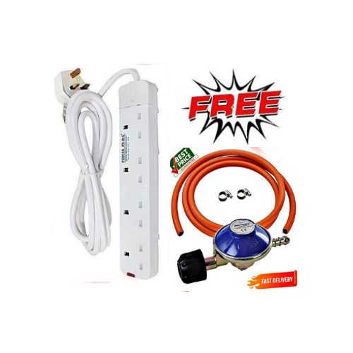 Power King Best & Affordable 4 way power extension with switch + 6KG GAS REGULATOR + pipe and clips