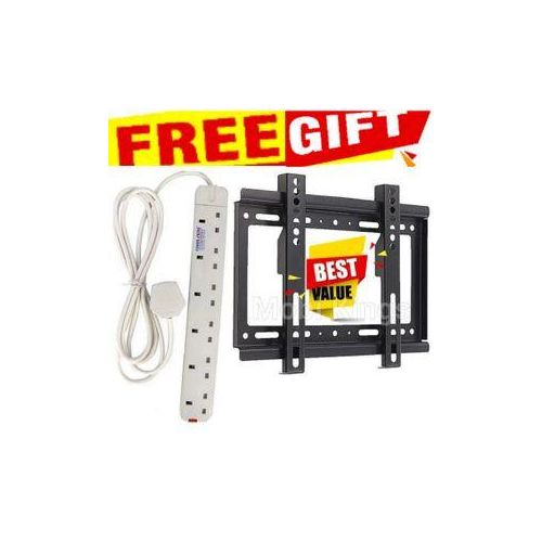 Power King Electronic 6 Way Multifunctional Plug Extension // EXTENTION 6WAY With Long Cable + GIFT TV HOLDER WALL MOUNT BRACKET FOR 15 INCH, 24INCH, 32 INCH & 43 INCH Smart Android Frameless TV & DIG