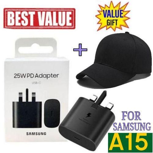 Samsung 25W Type C To C Faster Charger Adapter For Galaxy A15,A25,A05S With Type C Output +Free Baseball Cap