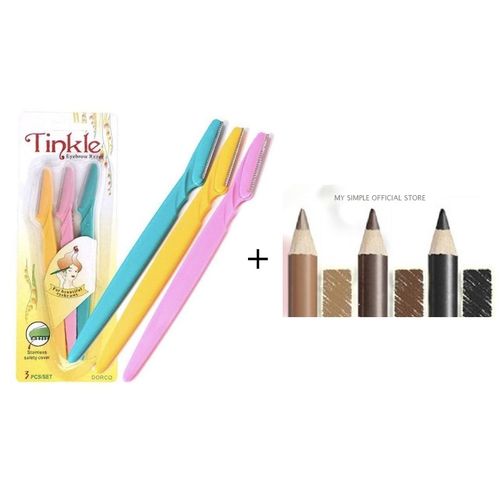 Davis Eyebrow Shaper Razor(3pcs) + 3 Pcs Eye And Lip Liner Pencils