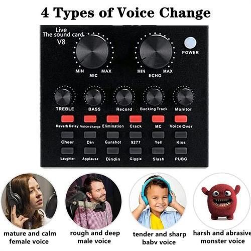 Ready Stock V8s Sound Card + BM800 Mic Set Condenser Microphone Live Sound Card Bluetooth Audio Interface Studio Streaming Recording for Phone PC