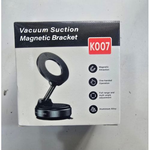 BLACK K007 360° Rotating Ultra-Strong Magnetic Vacuum Suction Phone Holder for Car Mount, Makeup/Gym/Mirror, Desk & Wall Compatible – Secure Grip Hands Free Adjustable Suction Locking Holder for All P