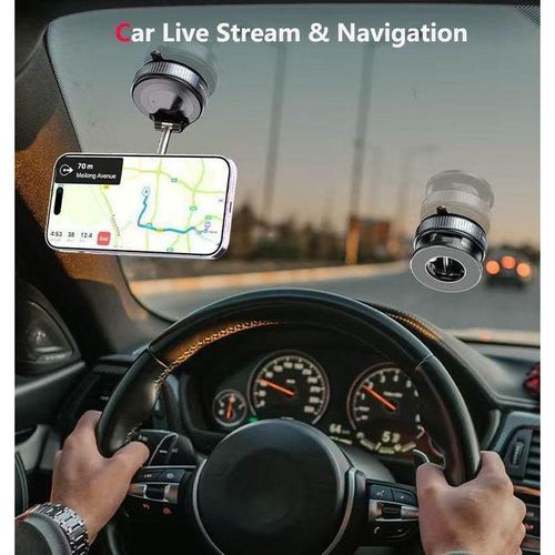 BLACK K007 360° Rotating Ultra-Strong Magnetic Vacuum Suction Phone Holder for Car Mount, Makeup/Gym/Mirror, Desk & Wall Compatible – Secure Grip Hands Free Adjustable Suction Locking Holder for All P