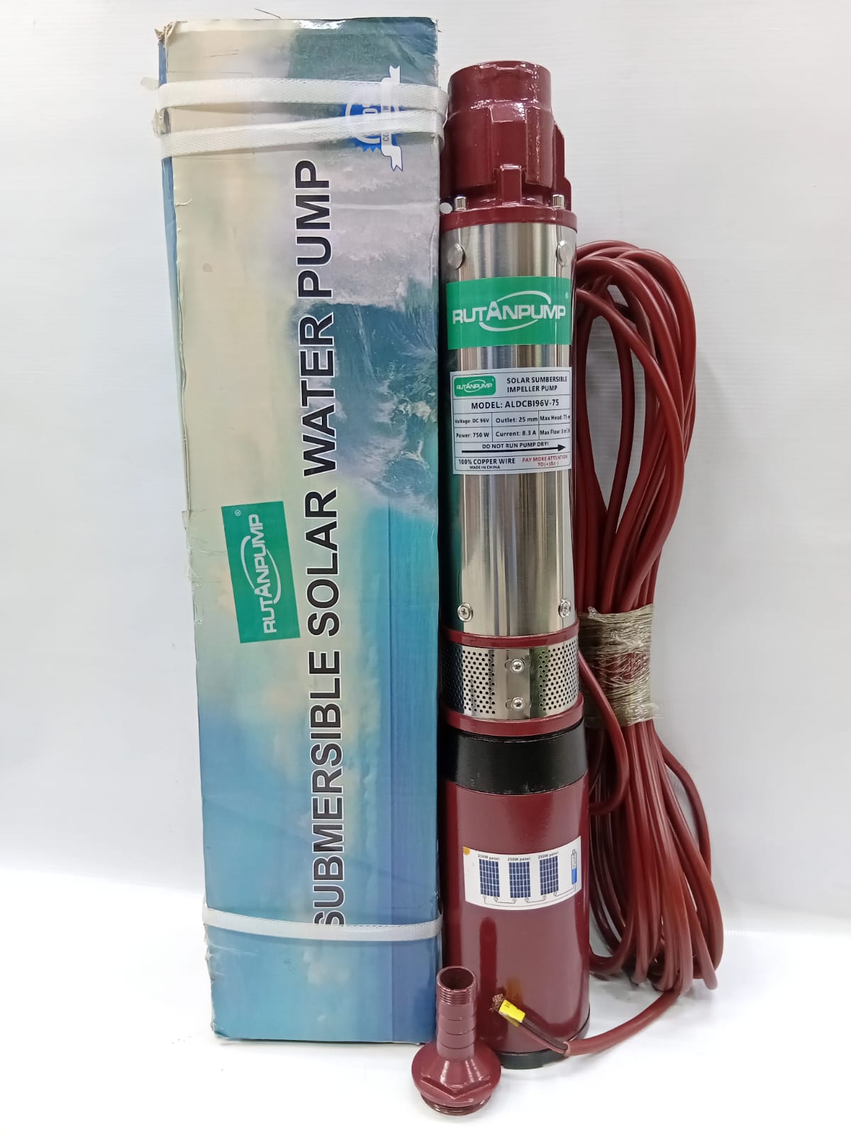 RUTAN SOLAR WATER PUMP 96V 750W 75 METERS HEAD SUBMERSIBLE