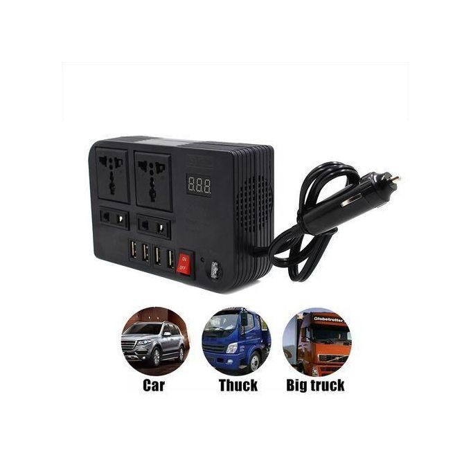 300W Car Power Inverter Dc to Ac 12V to 240V With 4 Ac ports, 4 USB ports + cigarette lighter