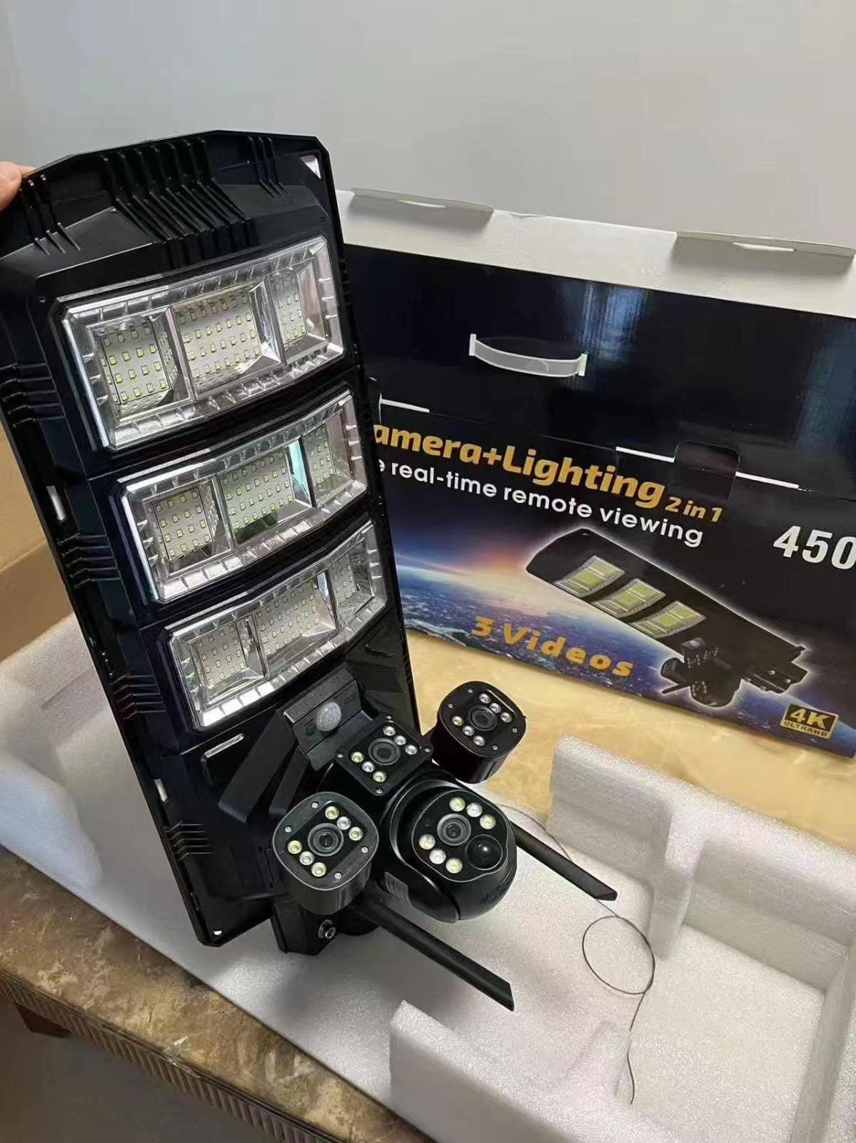 2 in 1, 4G CCTV Camera solar camera+Street Lighting, Waterproof, inbuilt solar battery,Cloud storage, memory card slot, Motion detection 4G enabled with Night vision full color.