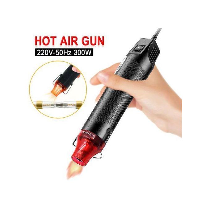 300W 220V Compact Mini Heat Gun with Stand for DIY Multi-Purpose Electric Heating Nozzle - Embossing, Shrink, Wrap, Paint, Clay