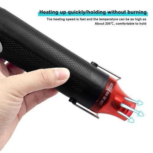 300W 220V Compact Mini Heat Gun with Stand for DIY Multi-Purpose Electric Heating Nozzle - Embossing, Shrink, Wrap, Paint, Clay