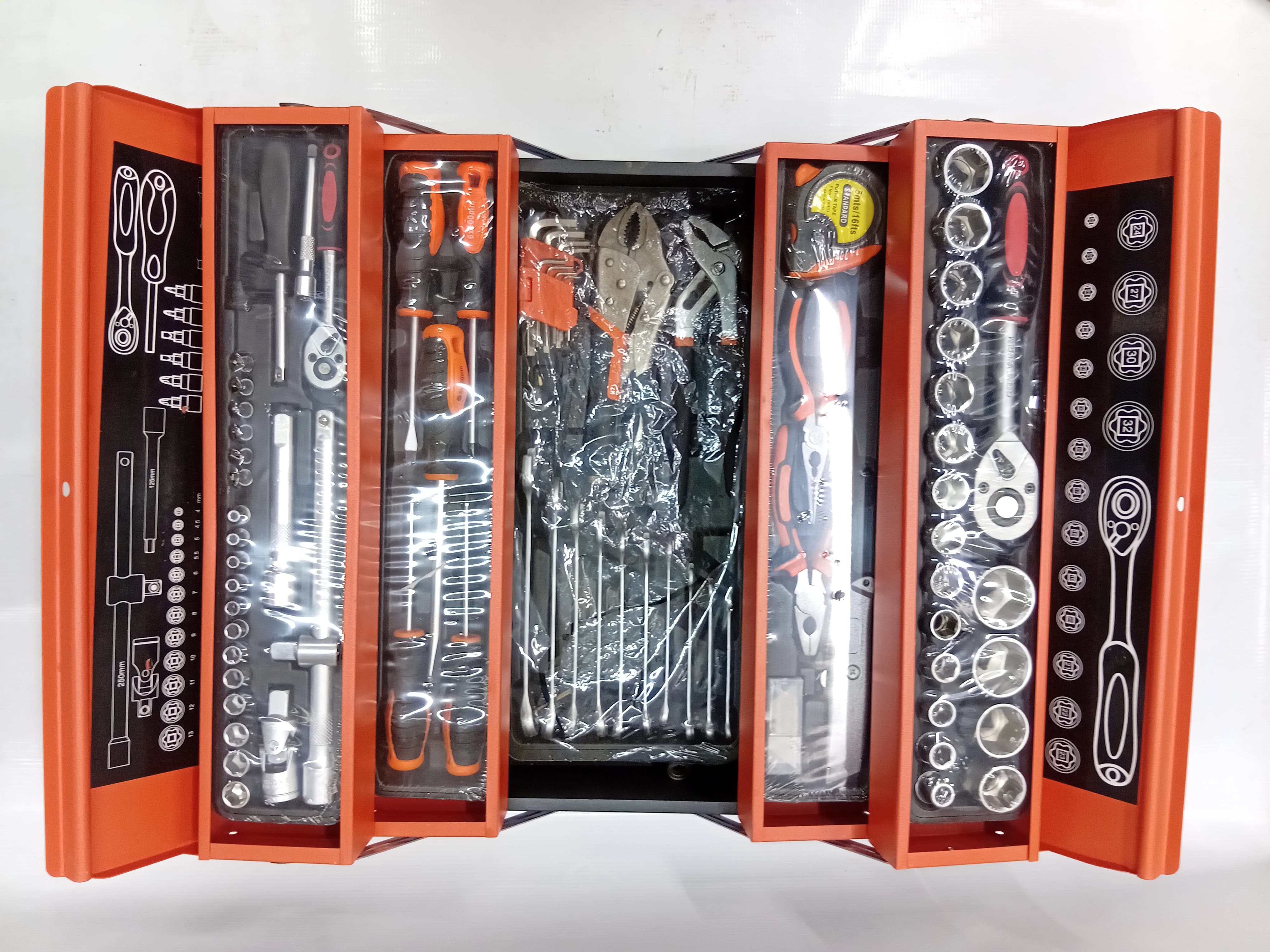 85PCS Chrome vanadium Heavy Complete Tool Set With Metal Toolbox-multifunction foldable toolbox package torque wrench hand tools socket set kit for car repair tool kit set