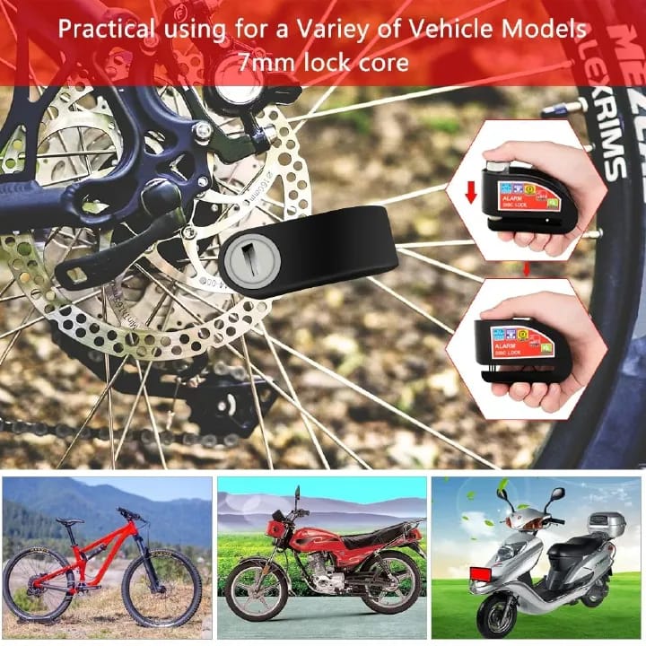 130db Motorcycle Alarm Disc Lock- Shock Sensor Anti-Theft Waterproof Security Lock (Model:D8000)