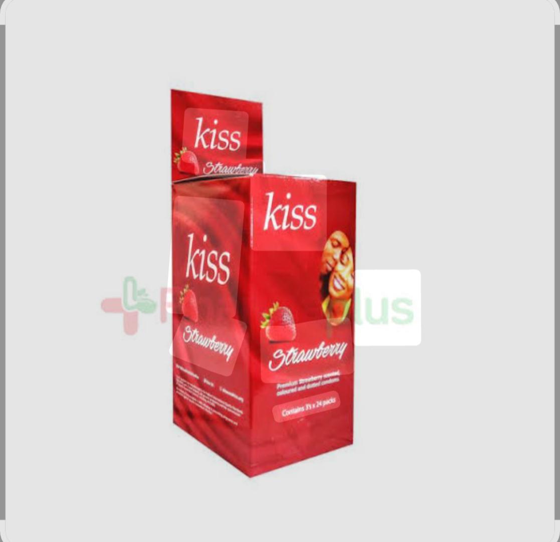 KISS STRAWBERRY CONDOMS PACKS OF 24×3