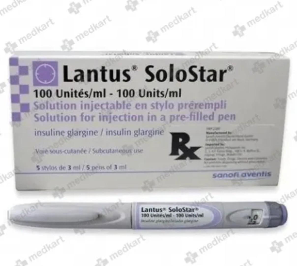 LANTUS SOLOSTAR INSULIN INJECTION 100UNITS/ML ONE PEN OF 3ML.