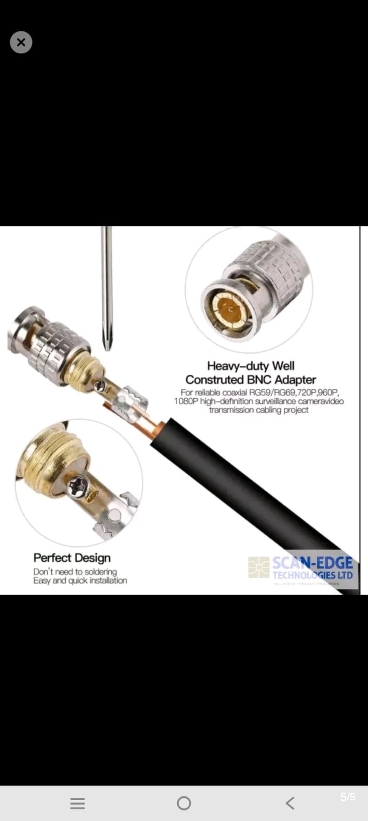 Male BNC Connectors For CCTV Cameras