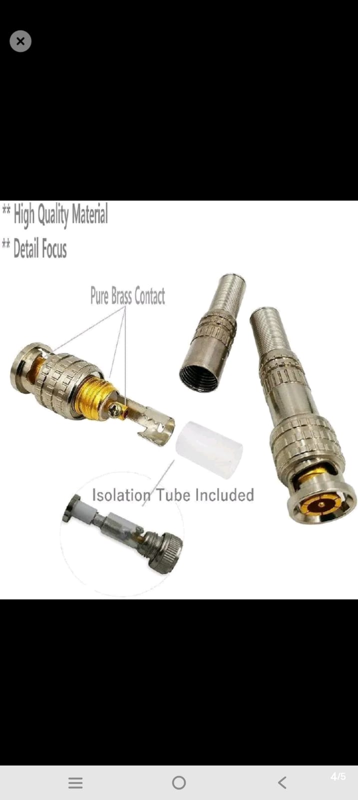 Male BNC Connectors For CCTV Cameras