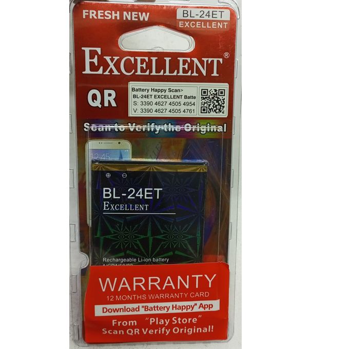 EXCELLENT ORIGINAL Tecno Pop 2F BL-24ET Phone Battery.