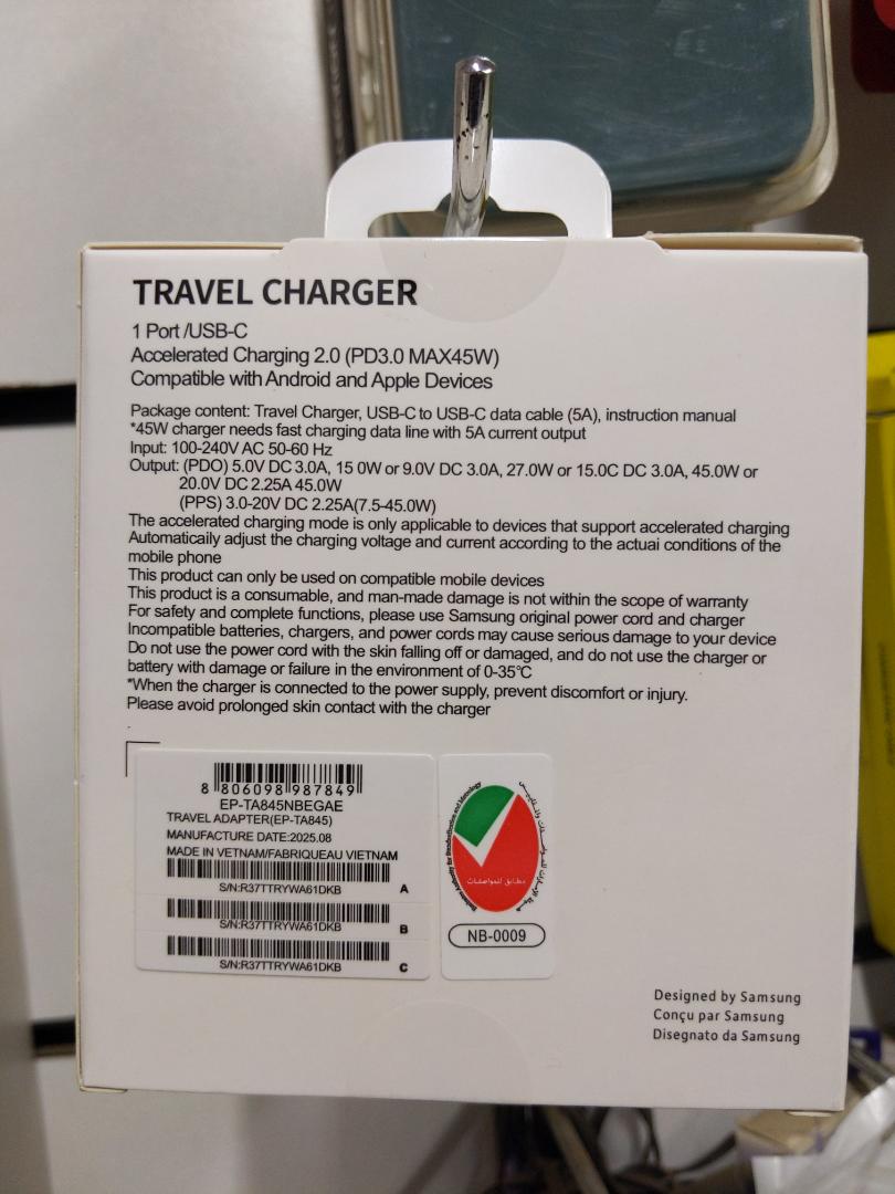 45 W PD ADAPTER SAMSUNG C TO C FAST CHARGING CHARGER